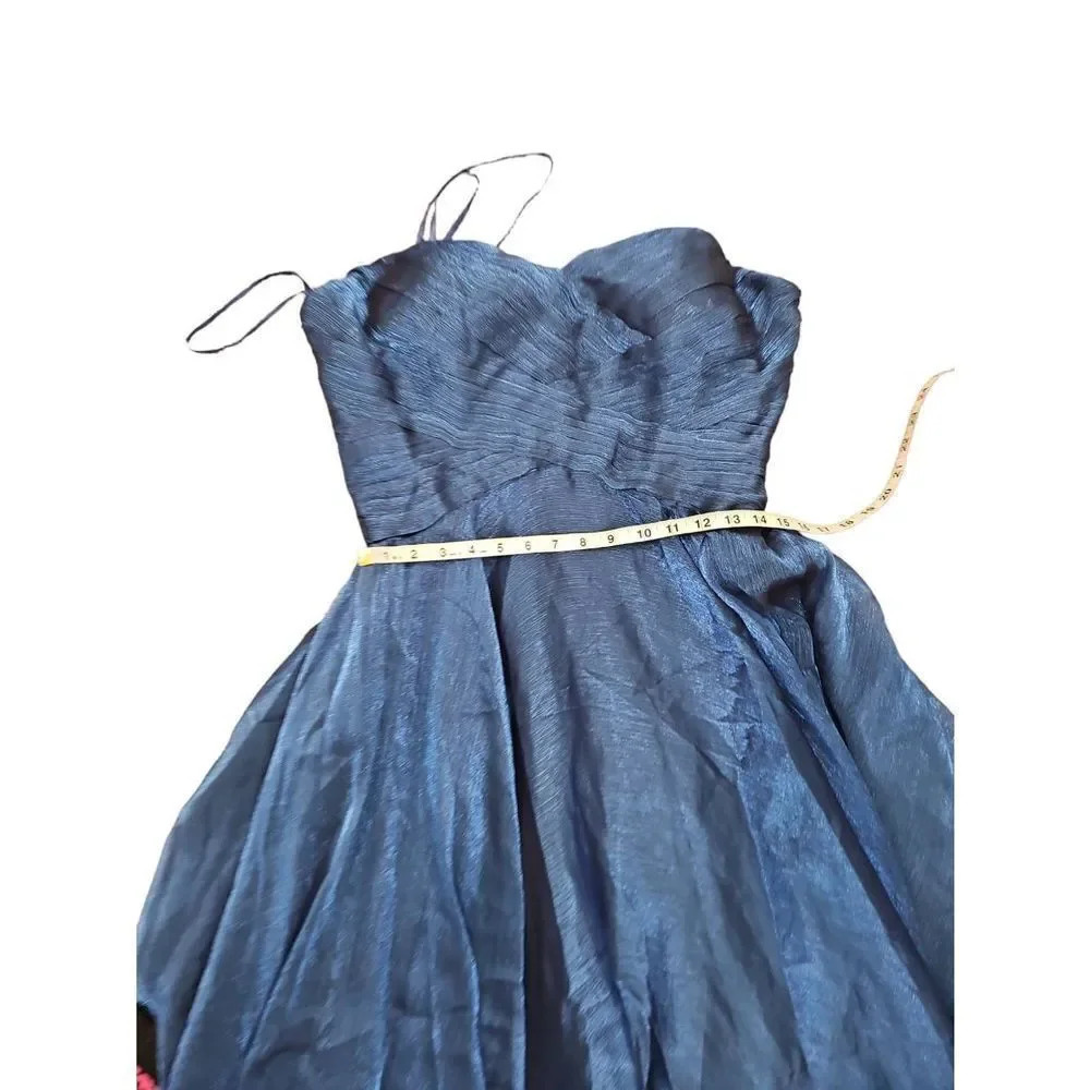 La Femme Dress Strapless Metallic Organza Ball Gown Formal Blue Sz 12 - Picture 9 of 10